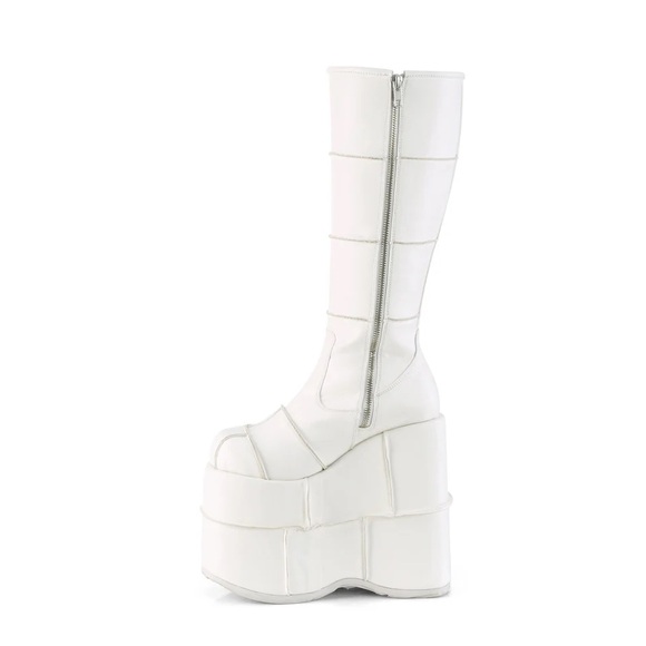 Demonia White Stack Platform Boots M8/ W9.5 - Picture 2 of 3